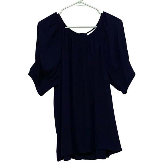 Gibson Latimer Womens Semi Sheer Top L Navy Blue Career Business Office Layering - Picture 1 of 9